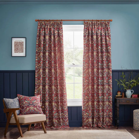 Strawberry Thief Jacquard Berry Thermal Dimout Pencil Pleat Curtains - additional product view 2