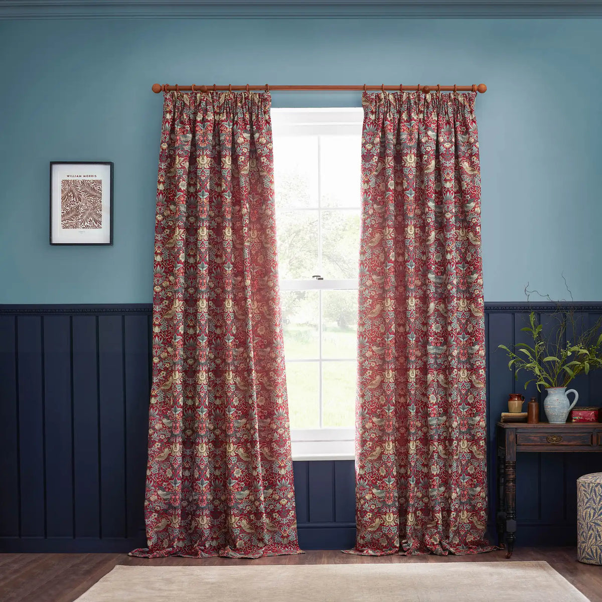 Strawberry Thief Jacquard Berry Thermal Dimout Pencil Pleat Curtains - additional product view 6