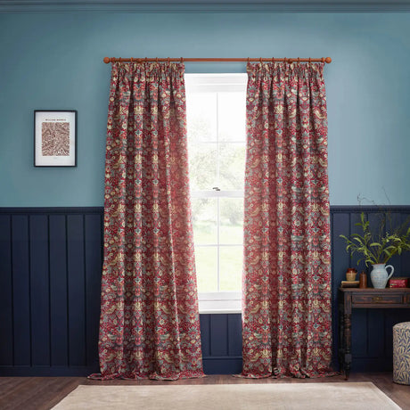 Strawberry Thief Jacquard Berry Thermal Dimout Pencil Pleat Curtains - additional product view 6
