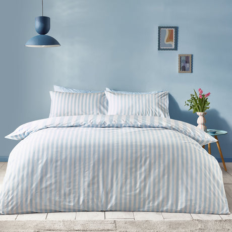 Sassy B Stripe Tease Reversible Duvet Cover Set with Pillowcase Blue
