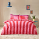 Sassy B Stripe Tease Reversible Duvet Cover Set with Pillowcase Red