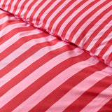Sassy B Stripe Tease Reversible Duvet Cover Set with Pillowcase Red