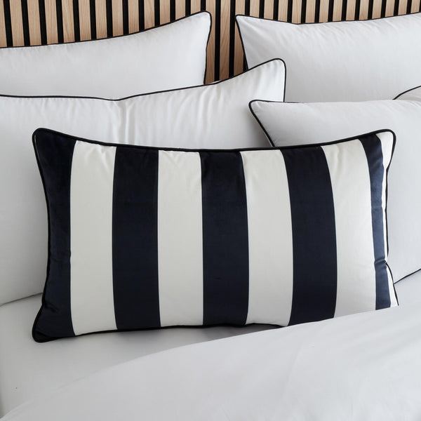 Style Sisters Monochrome Velvet Stripe Cushion - Ideal