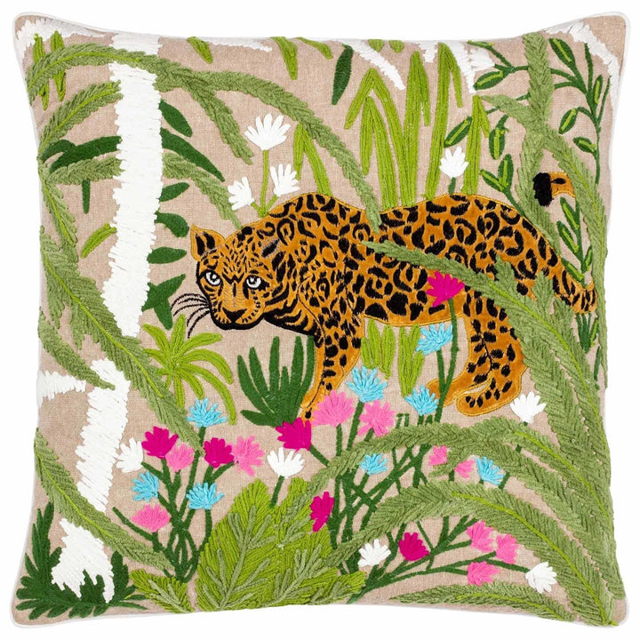 Sulta Leopard Embroidered Cushion Cover 20" x 20" - Ideal