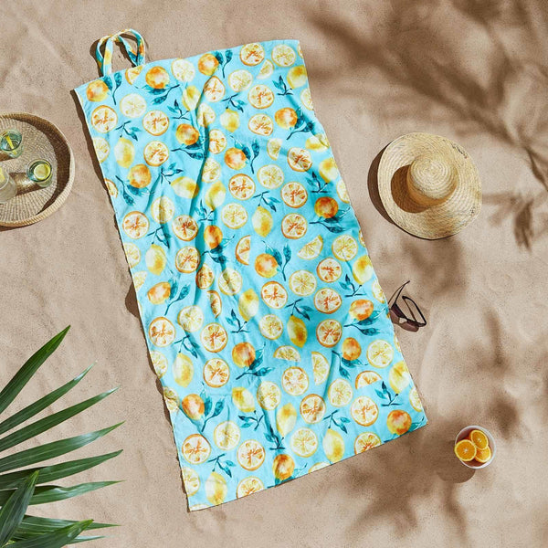 Summer Fruits Green Beach Towel in a Bag - Ideal