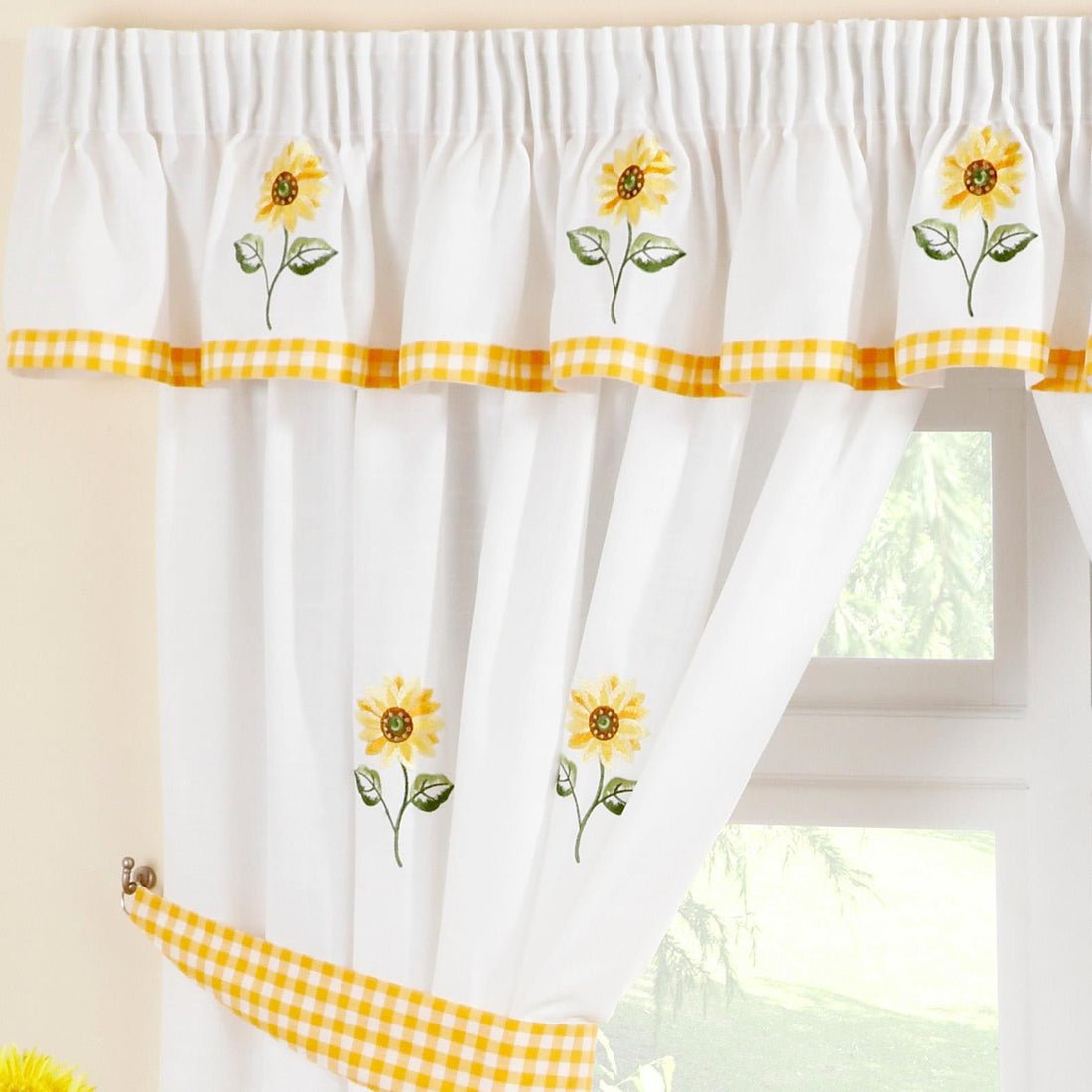 Sunflower Tape Top Kitchen Pelmet Curtains