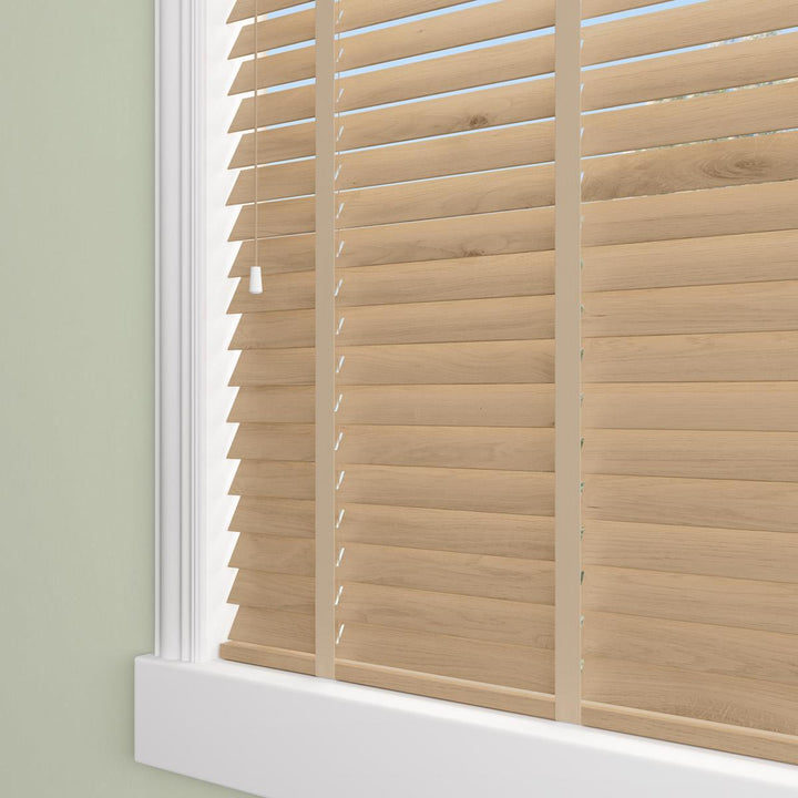 Sunwood Wood Oregon Made to Measure Venetian Blind with Hessian Tapes - Ideal