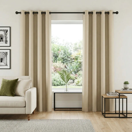 Supersoft Thermal Dim Out Lined Eyelet Curtains - Beige