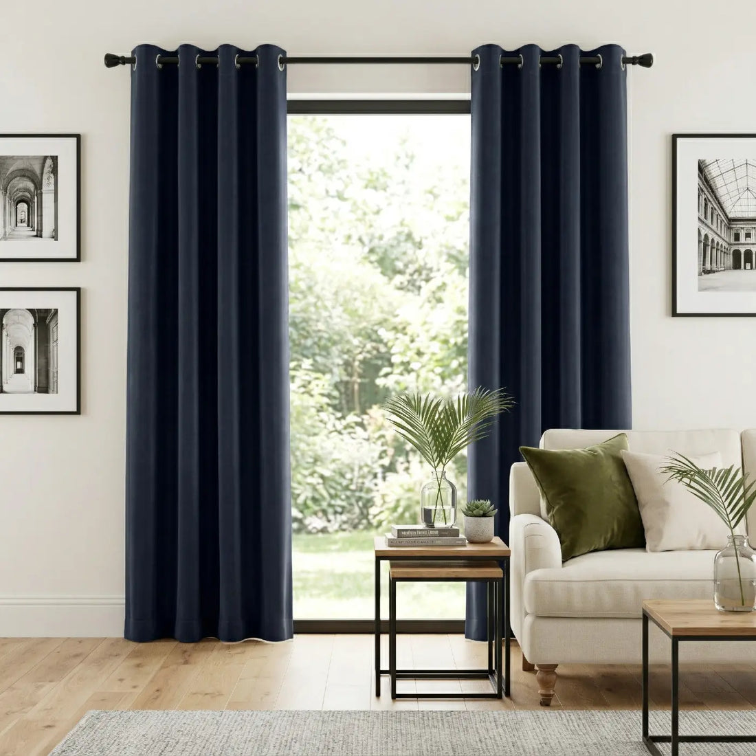 Supersoft Dim Out Lined Navy Thermal Eyelet Curtains