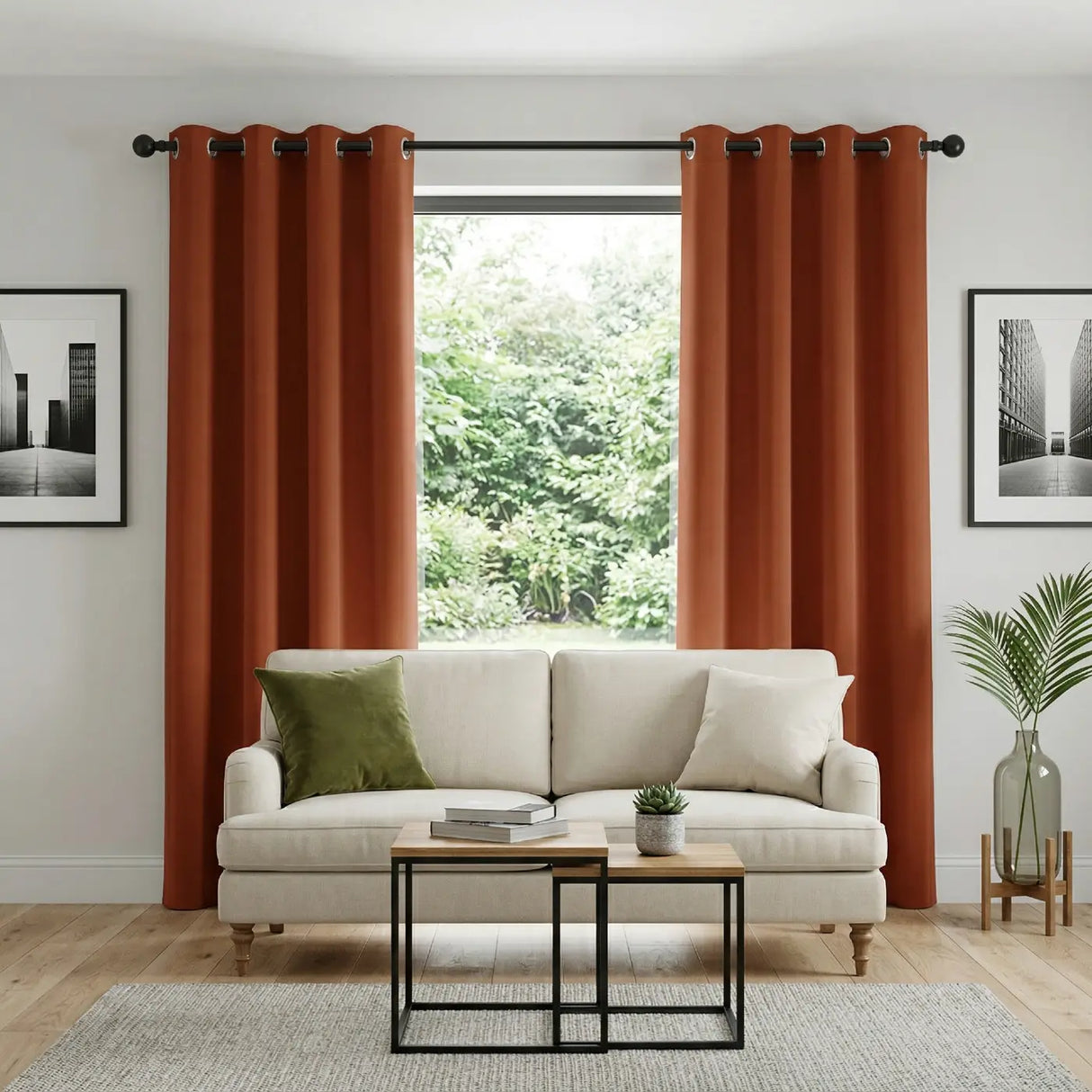 Supersoft Thermal Dim Out Lined Eyelet Curtains - Orange