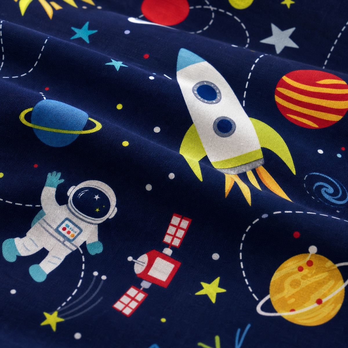 Macro close-up of the duvet cover fabric on the Supersonic Kids Duvet Cover Set Reversible Bedding Single Double Toddler