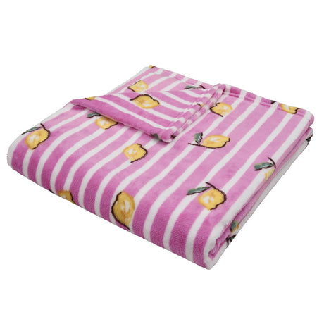 Fusion Summer Fruits Pink Lemon and Stripe Recycled Polyester Throw 4
