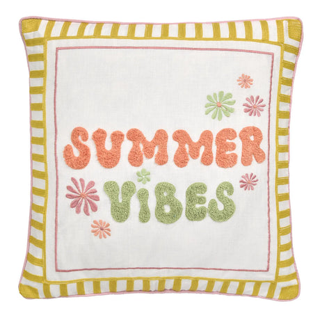 Fusion Summer Vibes Embroidered Cotton Filled Cushion 3