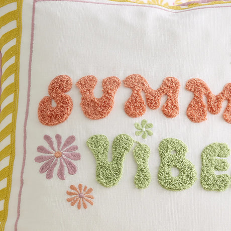 Fusion Summer Vibes Embroidered Cotton Filled Cushion 2