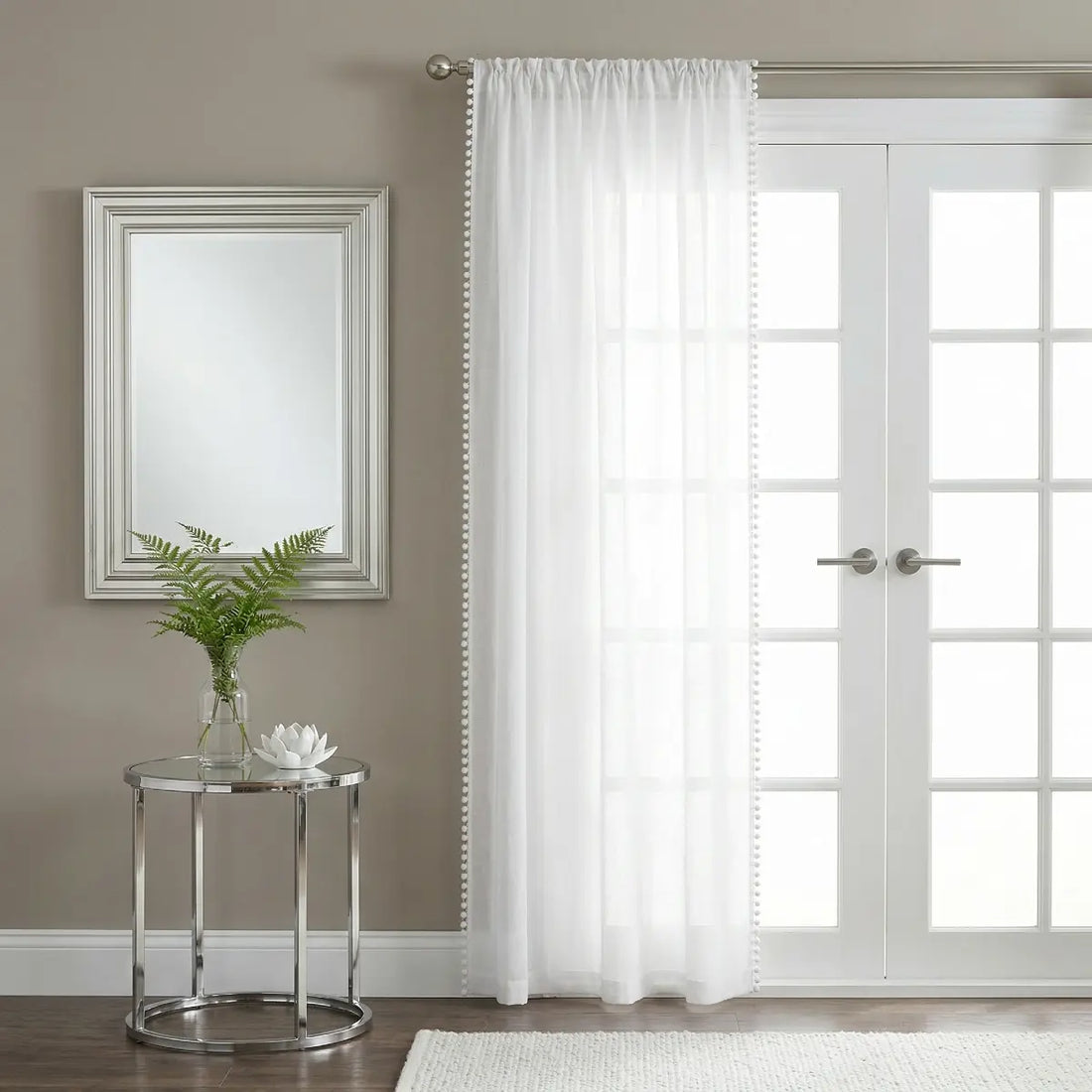 Tahiti Linen Slot Top White Voile Curtains Panel