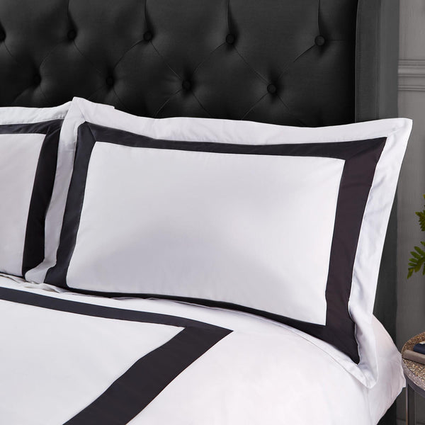 Tailored Cotton Pillowcase Pair Black & White - Ideal