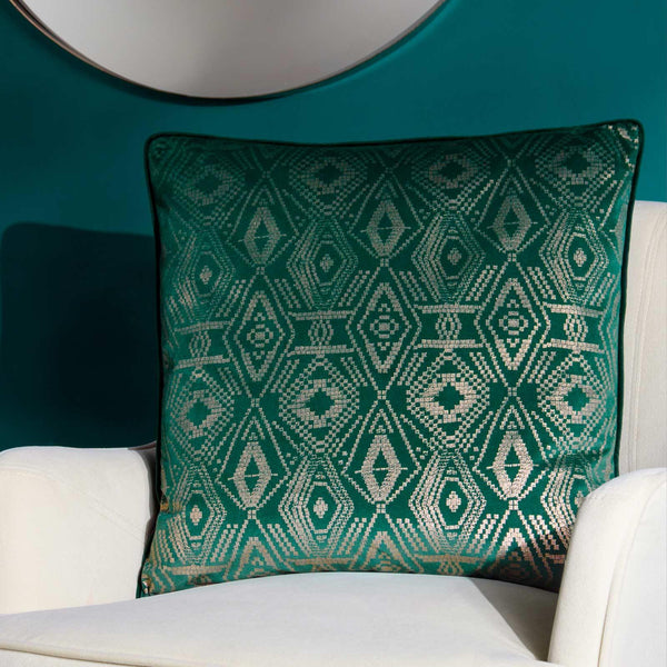 Tayanna Emerald Metallic Velvet Cushion Cover 20" x 20" - Ideal