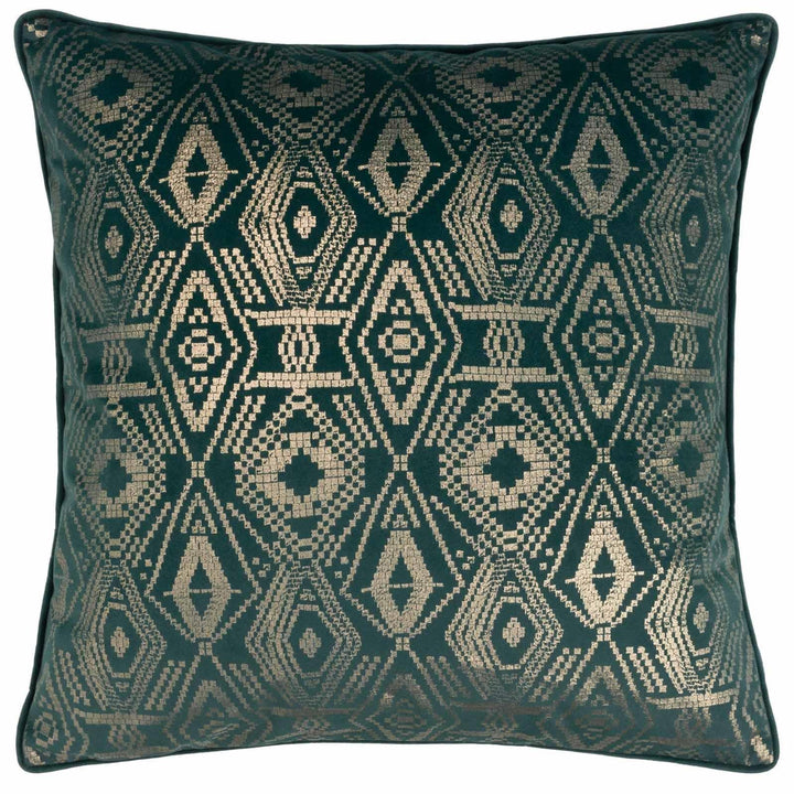 Tayanna Emerald Metallic Velvet Cushion Cover 20" x 20" - Ideal