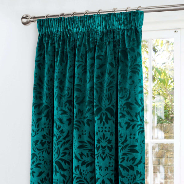 Taylor Damask Thermal Tape Top Curtains Green - Ideal