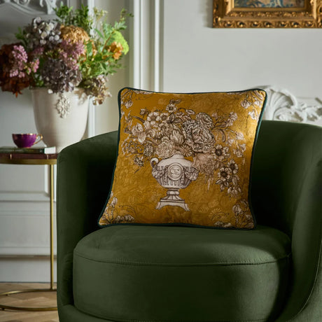 Laurence Llewelyn-Bowen Tuscan Holiday Floral Urn Ochre Filled Cushion