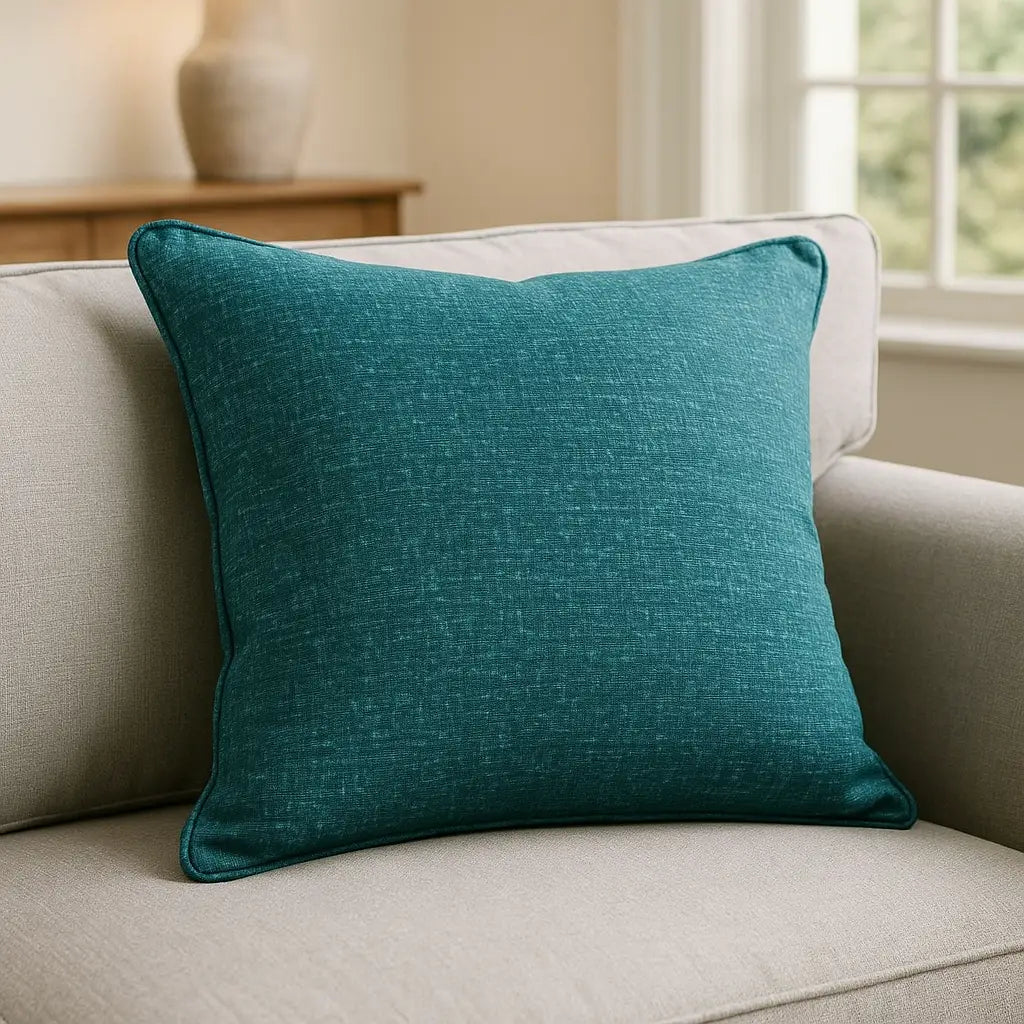 Pembrey Floral Brushed Cotton Teal Cushion Cover 43cm x 43cm
