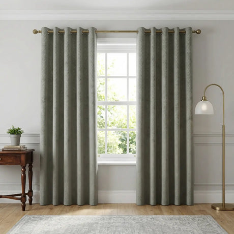Temple Velvet Blackout Eyelet Ring Top Curtains - Silver