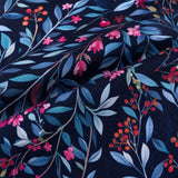 Macro close-up of the cotton fabric on the Tessa Floral Navy 200 Thread Count Cotton Duvet Cover Set