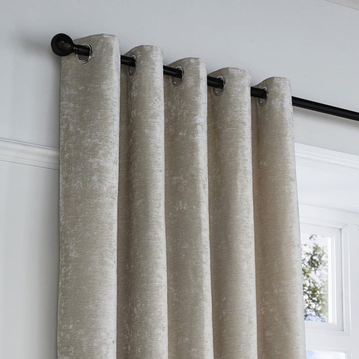 Textured Chenille Eyelet Curtains Natural - Ideal