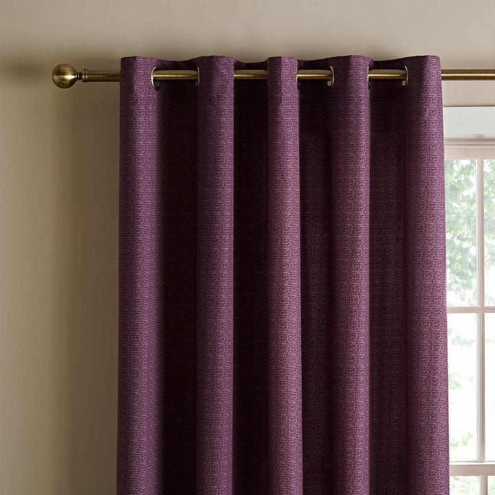 Textured Thermal Eyelet Curtains Plum - Ideal