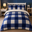 Theo Check Cosy Blue Duvet Cover Set styled on a bed in a coordinated bedroom lifestyle scene