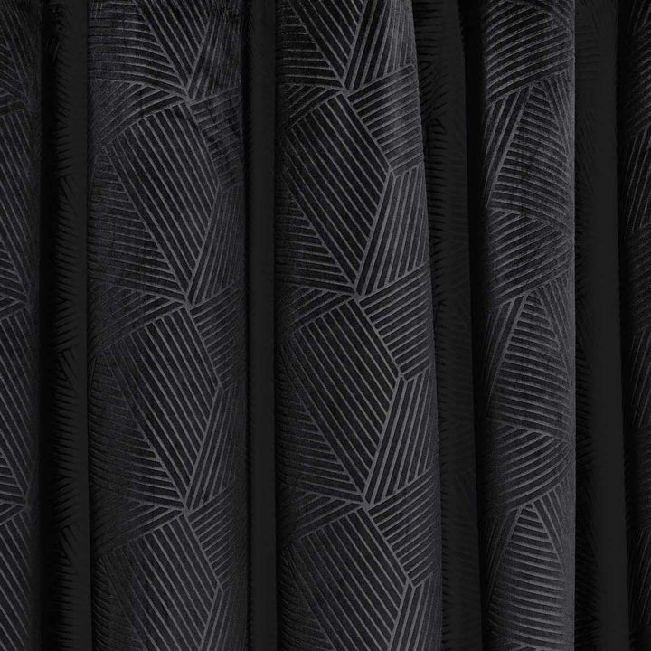 Thermal Blackout Eyelet Curtains Embossed Velvet Woven Black - Ideal