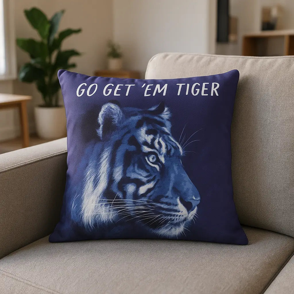 Go Get 'Em Tiger Velvet Cushion Cover 45cm x 45cm ( 45cm x 45cm )