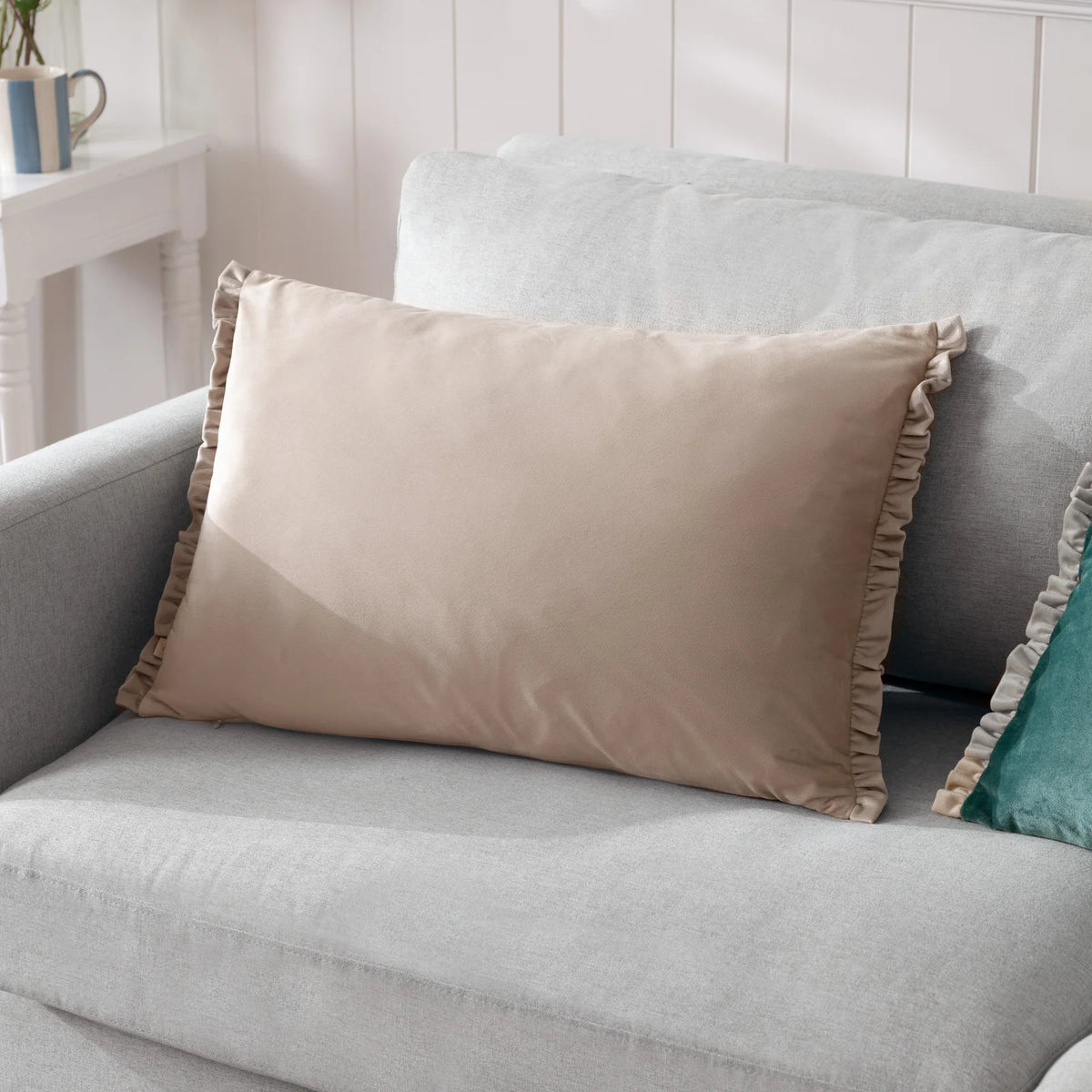 Tilly Velvet Oyster + Lace Cushion Cover or Filled Cushion - additional product view 1
