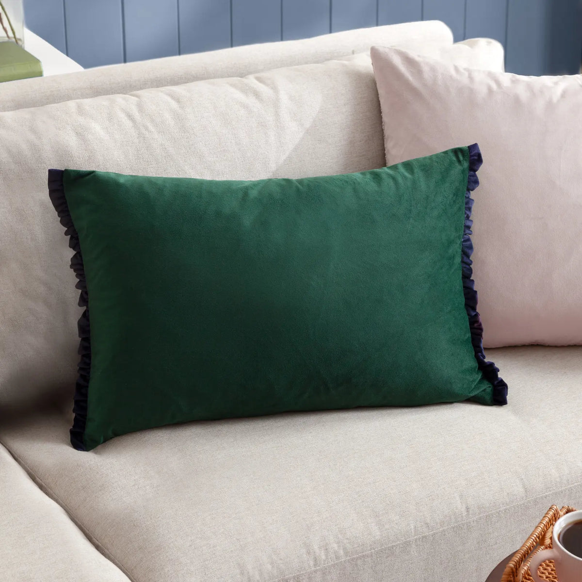 Tilly Velvet Pine / Navy Cushion Cover or Filled Cushion - additional product view 1