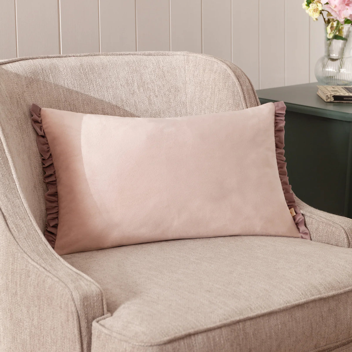 Tilly Velvet Pink / Heather Cushion Cover or Filled Cushion - additional product view 1