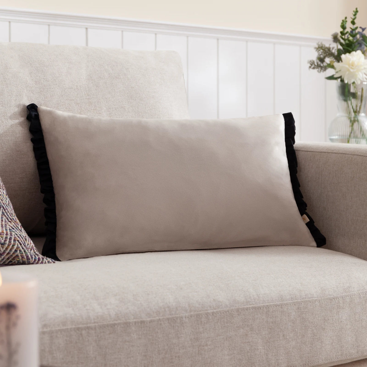 Tilly Velvet Lace / Black Cushion Cover or Filled Cushion - additional product view 1