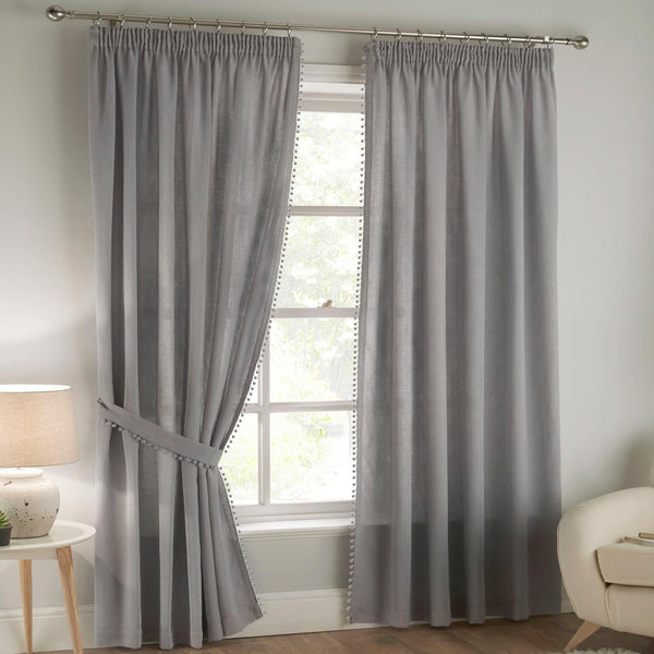 Tobago Tape Top Voile Curtains Grey 46" x 54" - Ideal
