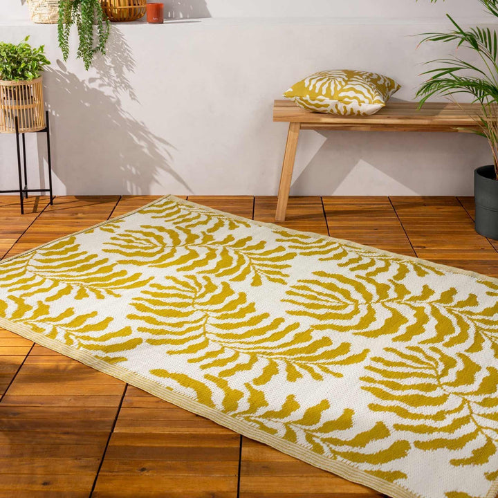 Tocorico Mustard Reversible Recycled Outdoor Rug - Ideal