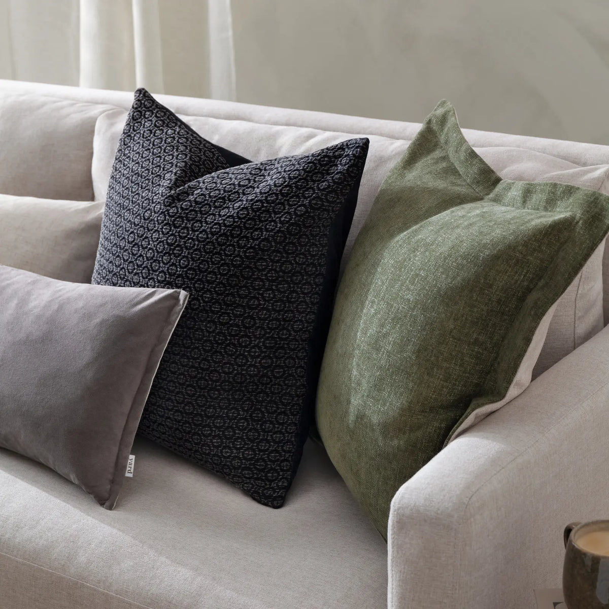 Tryfan 100% Cotton Black Cushion Cover or Filled Cushion 50cm x 50cm - additional product view 6