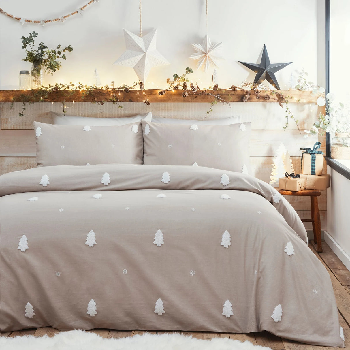 Tufted Trees Natural 100% Cotton Duvet Cover Set - main product image