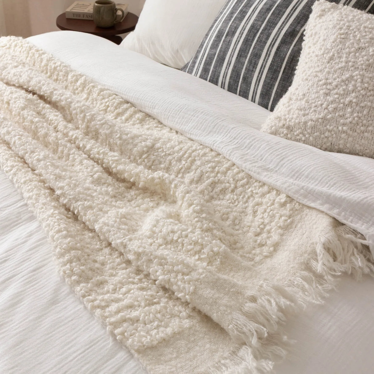 Ulsmere Boucle Fringed Throw Ecru 130 x 180cm - image 6