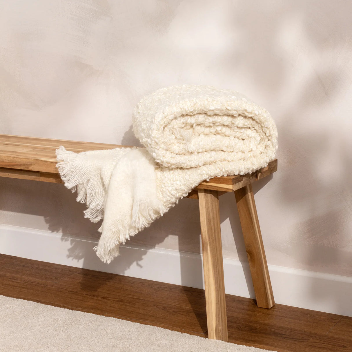 Ulsmere Boucle Fringed Throw Ecru 130 x 180cm - image 7