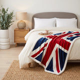 Union Jack Reversible Red Sherpa Fleece Throw Blanket 130cm x 160cm