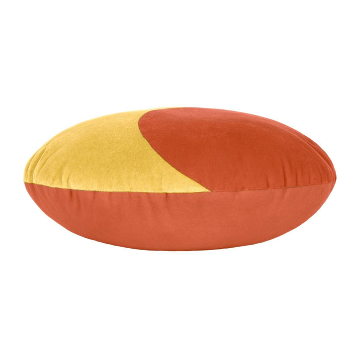Unity Velvet Round Cushion Orange + Yellow - Ideal
