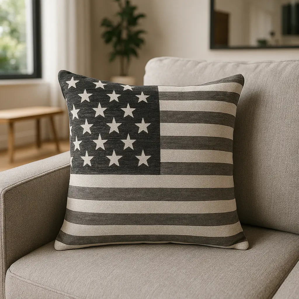 American Flag Chenille Cushion Cover 18" x 18" by Rapport Home