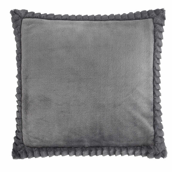 Velvet & Faux Fur Charcoal Cushion Cover 22" x 22" - Ideal