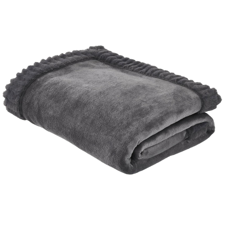 Velvet and Faux Fur Throw Charcoal - Ideal