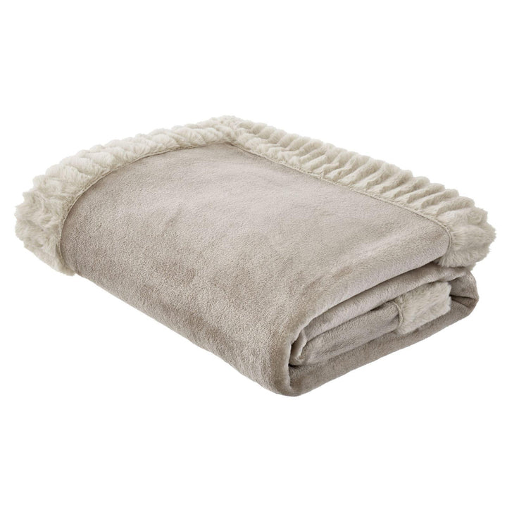 Velvet and Faux Fur Throw Natural - Ideal