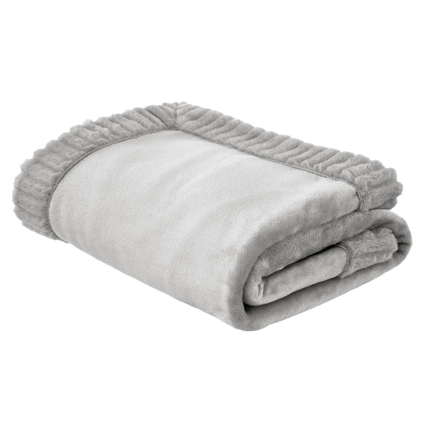 Velvet and Faux Fur Throw Silver - Ideal