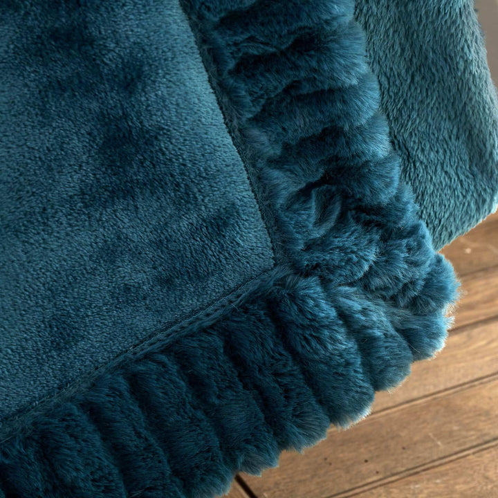 Velvet and Faux Fur Throw Teal - Ideal